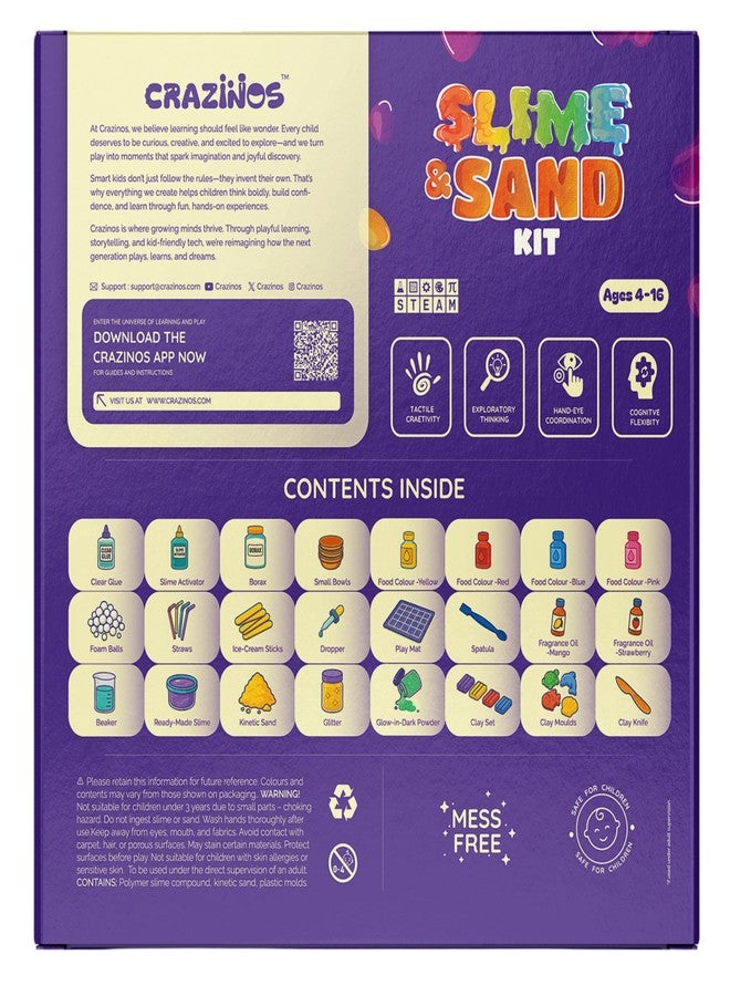 CRAZINOS 3 in 1 Slime, Sand and Clay Kit | 100+ Hands-On STEM & Sensory Activities | for 3-4 Learners | Kids Age 4-16 | by Crazy XYZ - Image 5